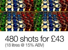 480 shots of alcohol for £43