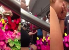 Woman selling roses gets a lovely shock