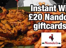 Instantly win Nandos Vouchers (£10 or £20)