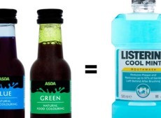 Green & Blue Food Colouring + an empty bottle of Listerine = disguised bottle of vodka