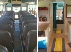 Guy converts old school bus into a home (albeit a small home)