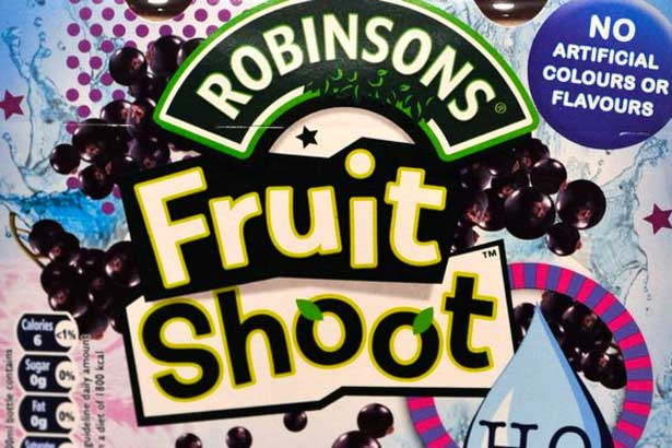 Fruit Shoots contain mainly spring water, only 10% fruit juice and each full sugar 200ml bottle contains 23g of sugar – the equivalent of almost five teaspoonfuls. 