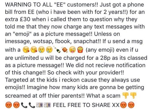 [Still happening 2 years on] EE & O2 customers getting charged for Emoji via SMS