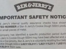 Ben & Jerry’s Cookie Dough 500ml recall due to metal inside tubs!