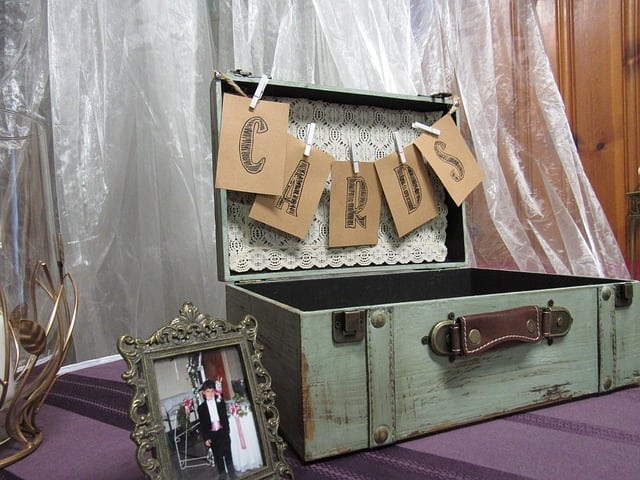 Vintage suitcase card box
