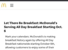 Are McDonalds bringing ALL DAY Breakfast to the UK? Short answer: No