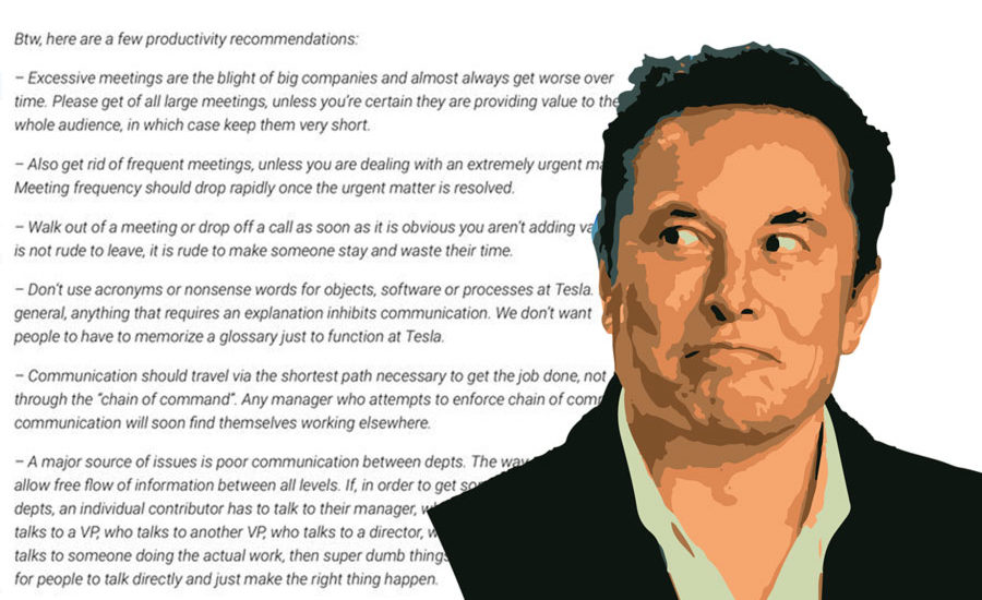 A few productivity recommendations from Elon Musk