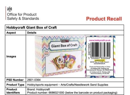 Hobbycraft Sand Contains Asbestos (UPDATE: NOW ACTUALLY RECALLED) &ndash; Is it just Hobbycraft? Hobbycraft Withdraws Craft Kits